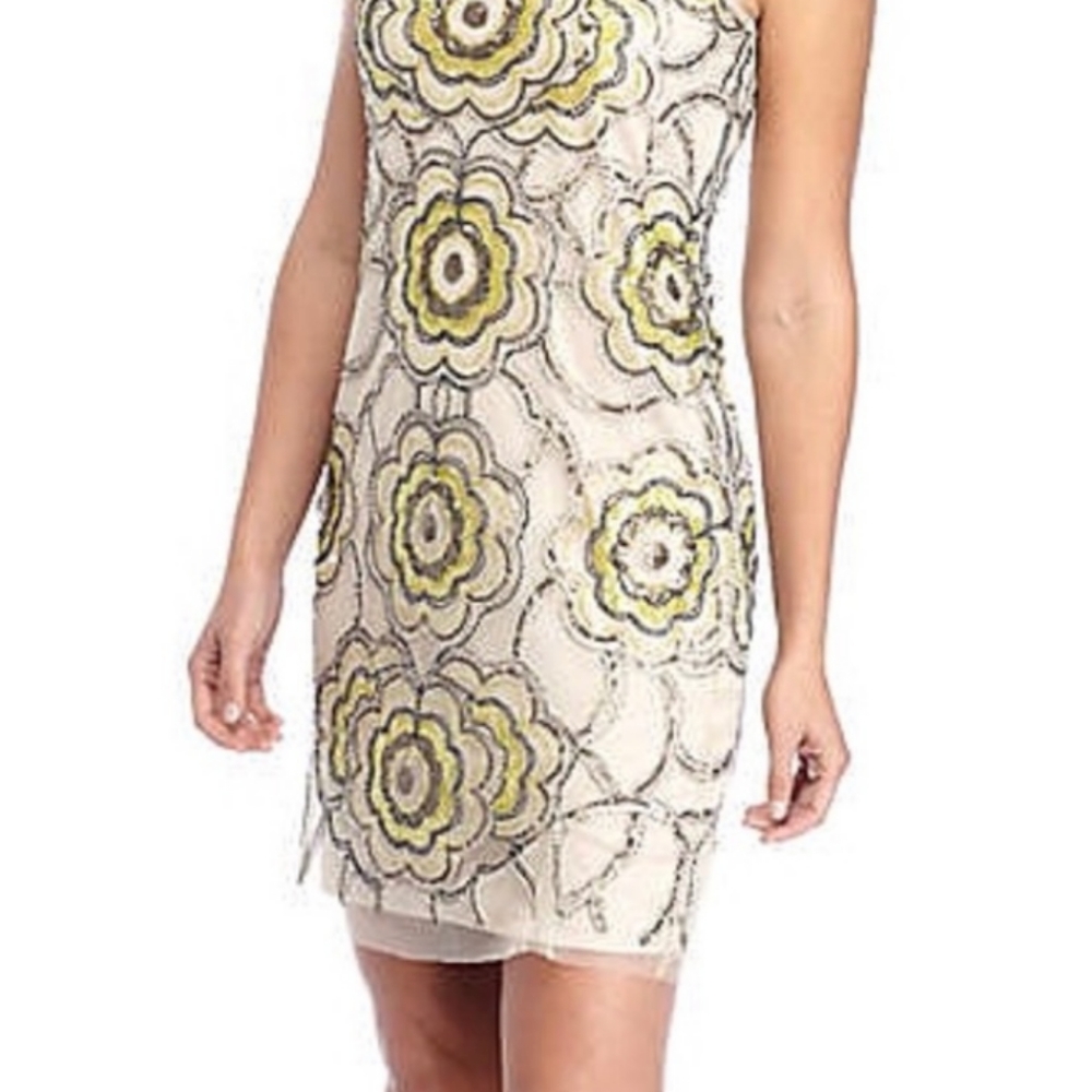 Spense Beaded Floral Shift 12 Large NEW